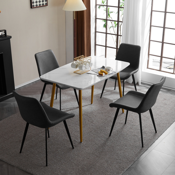 dropship 4pcs Disassembled PU Iron Pipe Curved Dining Chair Black