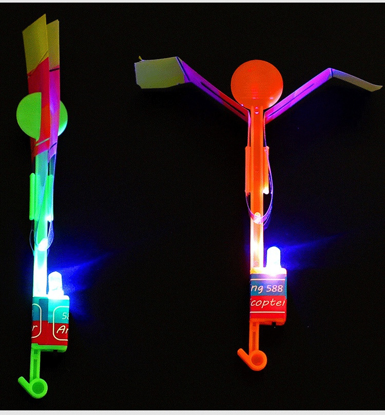 dropship 10pcs, Five Fly Sword Five Slingshot, Glow-in-the-Dark Flying Rocket With LED Lights - Fun And Safe Slingshot Toy For Kids - Perfect For Parties, Birthdays, And Holidays