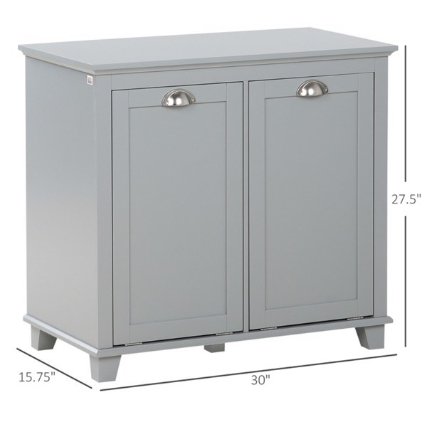 dropship Tilt-Out Laundry Sorter Cabinet, Bathroom Storage Organizer Grey-AS