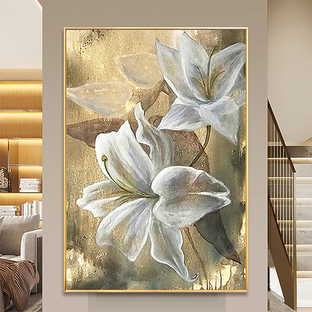 dropship Hand Painted Oil Paintings Hand Painted High quality Flowers Contemporary Modern Rolled Canvas Living Room Hallway Luxurious Decorative Painting