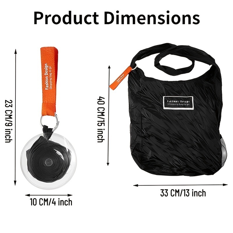 dropship 1pc Eco-Friendly Reusable Shopping Bags with Storage Case and Carabiner - Foldable, Durable, Lightweight, Roll-up Space-Saving Design