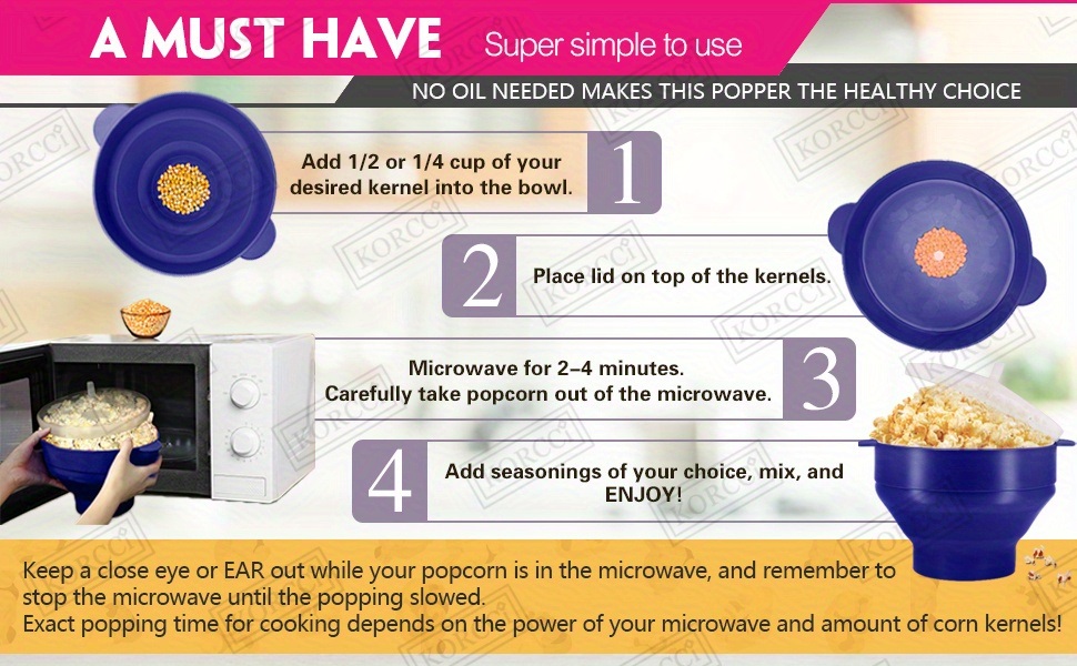 dropship 1pc Collapsible Silicone Microwave Popcorn Popper - Quick and Easy Way to Make Delicious Popcorn at Home
