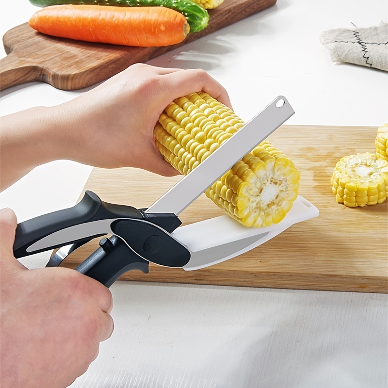 dropship 1pc 2-in-1 Smart Kitchen Knife and Vegetable Cutter - Perfect for Effortless Preparation of Vegetables and Fruits