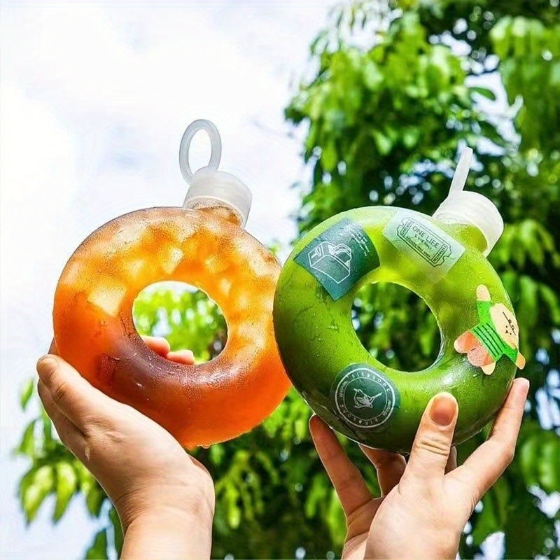 dropship Kawaii Doughnut Water Bottle, PP Plastic Heat-resistant Water Cup Suitable For Adults And Children Daily Carrying And Outdoor Hiking Camping Trips