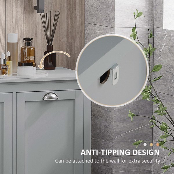 dropship Tilt-Out Laundry Sorter Cabinet, Bathroom Storage Organizer Grey-AS