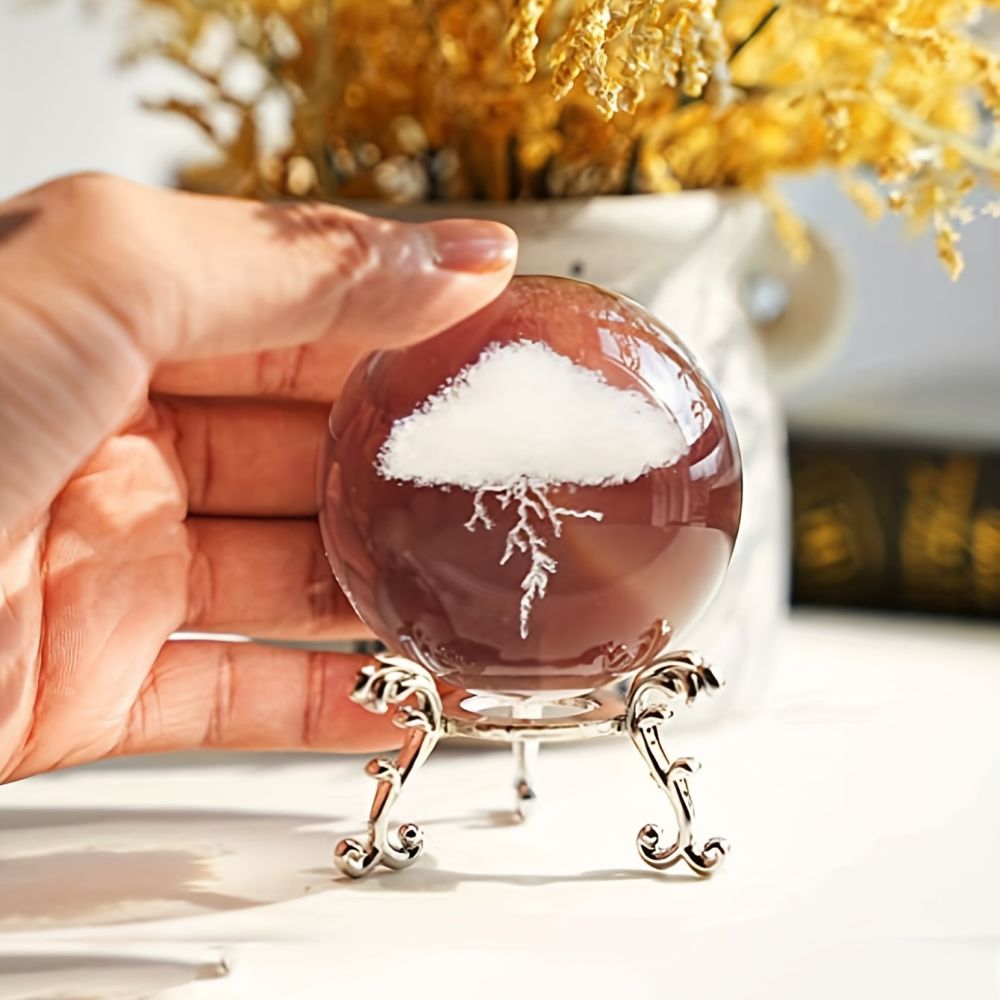 dropship 1pc Thunder Cloud Round Holiday Gift Desktop Home Creative Crystal Ball Small Ornaments, Living Room Bedroom Decoration Crafts, Home Decor,Christmas Gift