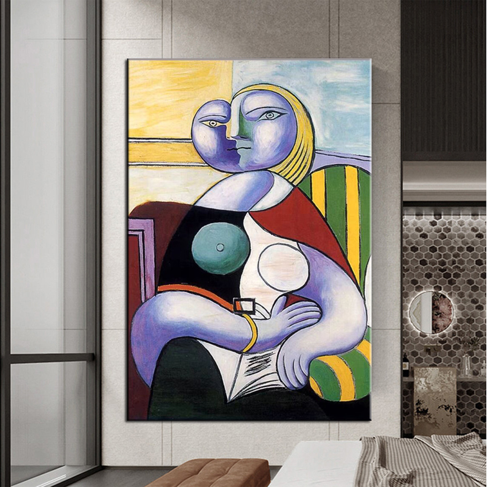 dropship Hand Painted Oil Painting Pablo Picasso the Original Painting A woman who reads Living Room Hallway Bedroom Luxurious Decorative Painting