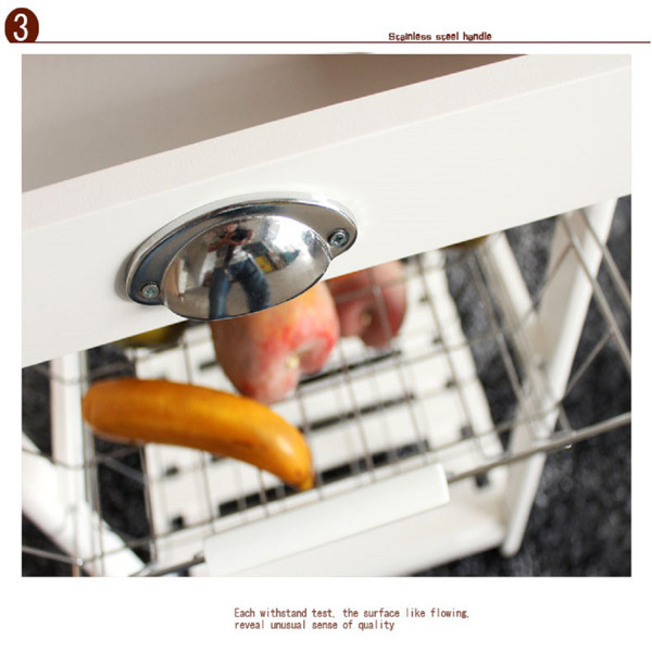 dropship Kitchen & Dining Room Cart 2-Drawer 3-Basket 3-Shelf Storage Rack with Rolling Wheels White(Replacement code: 85659263)