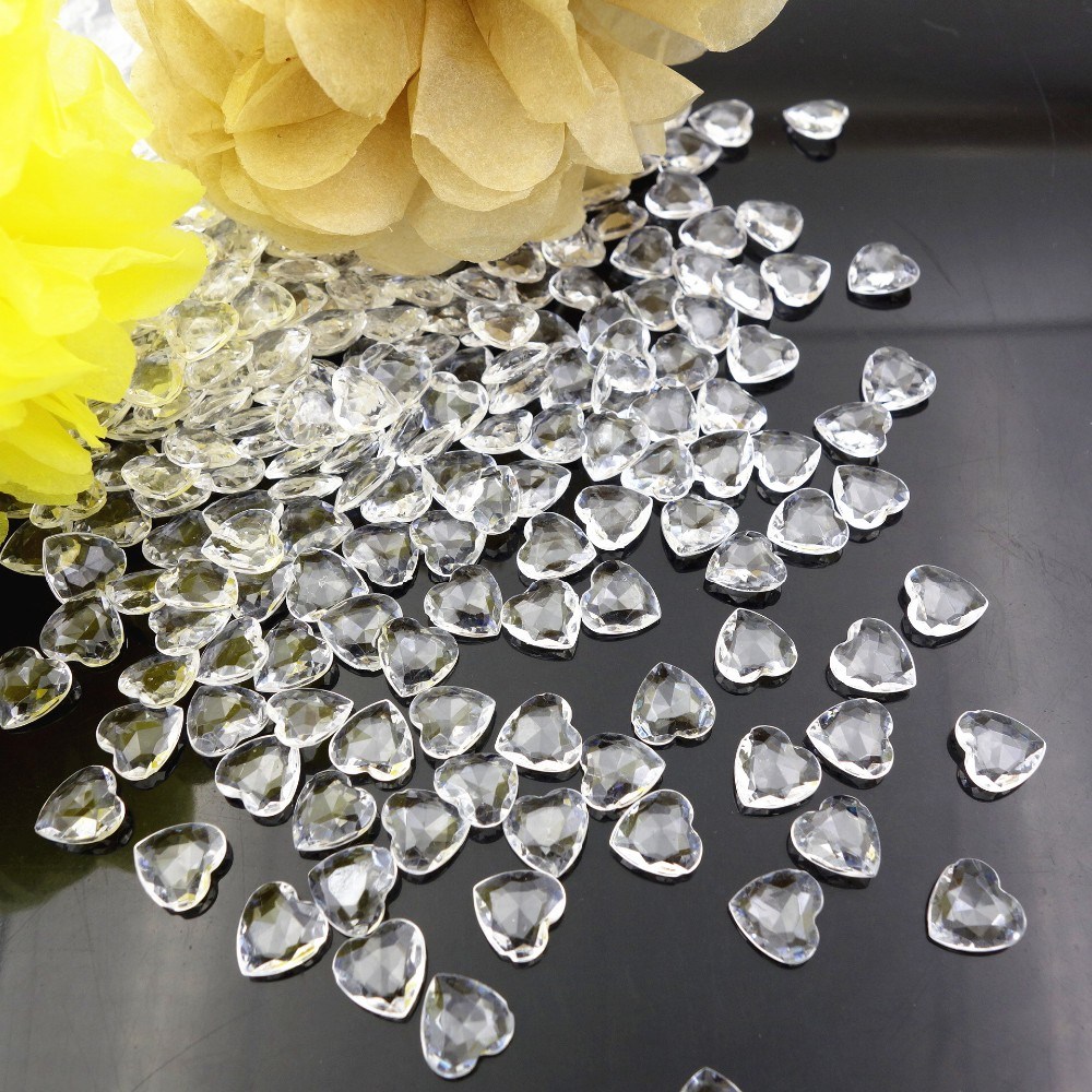 dropship Acrylic Heart Confetti Scatter Crystal Beads Wedding Party Decor Squins Engaement Anniversary Valentine Party Supplies
