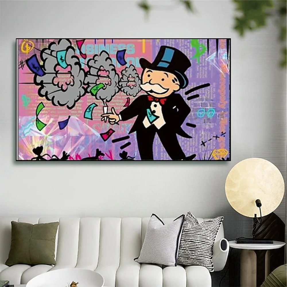dropship Hand Painted Oil Painting Street Art Abstract Alec Monopoly Painting Modern Living Room Hallway Bedroom Luxurious Decorative Painting