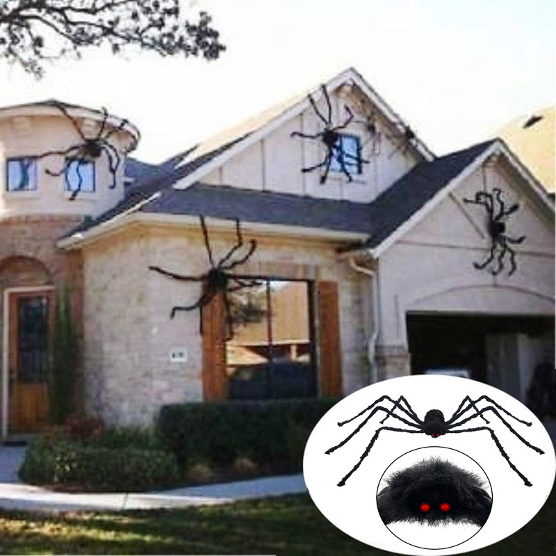 dropship Halloween Giant Black Plush Spider Decoration Props, Outdoor Halloween Party Decor