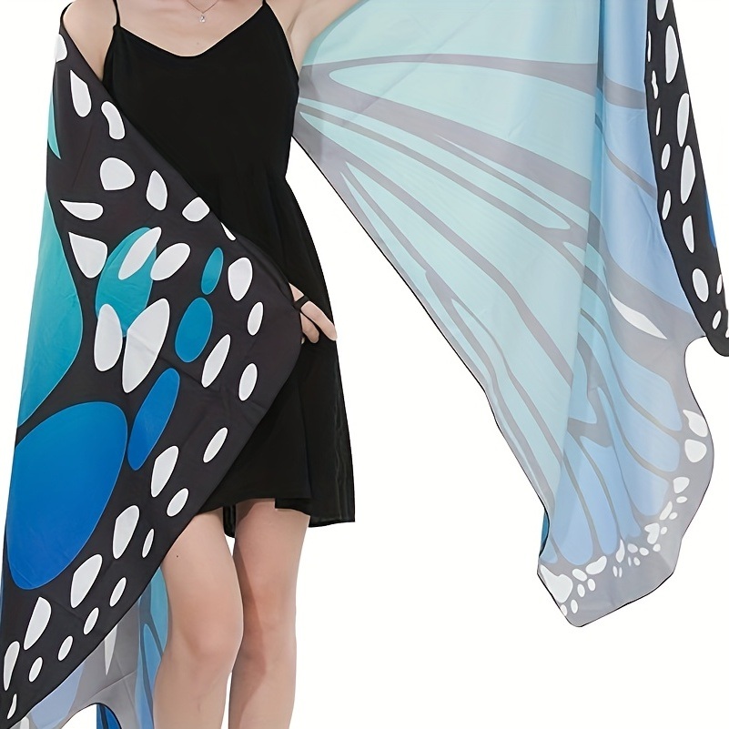 dropship 1pc, Spooktacular Creations Butterfly Wing Cape Shawl With Lace Mask And Black Velvet Antenna Headband Adult Women Halloween Costume Accessory