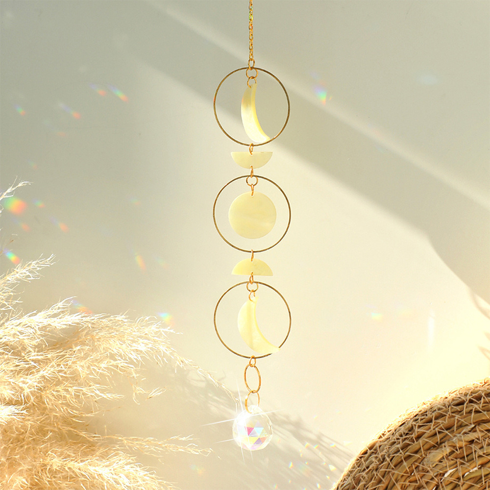 dropship 1pc Acrylic Sun-moon Metal Chain Home Living Room Decoration Car Hanging