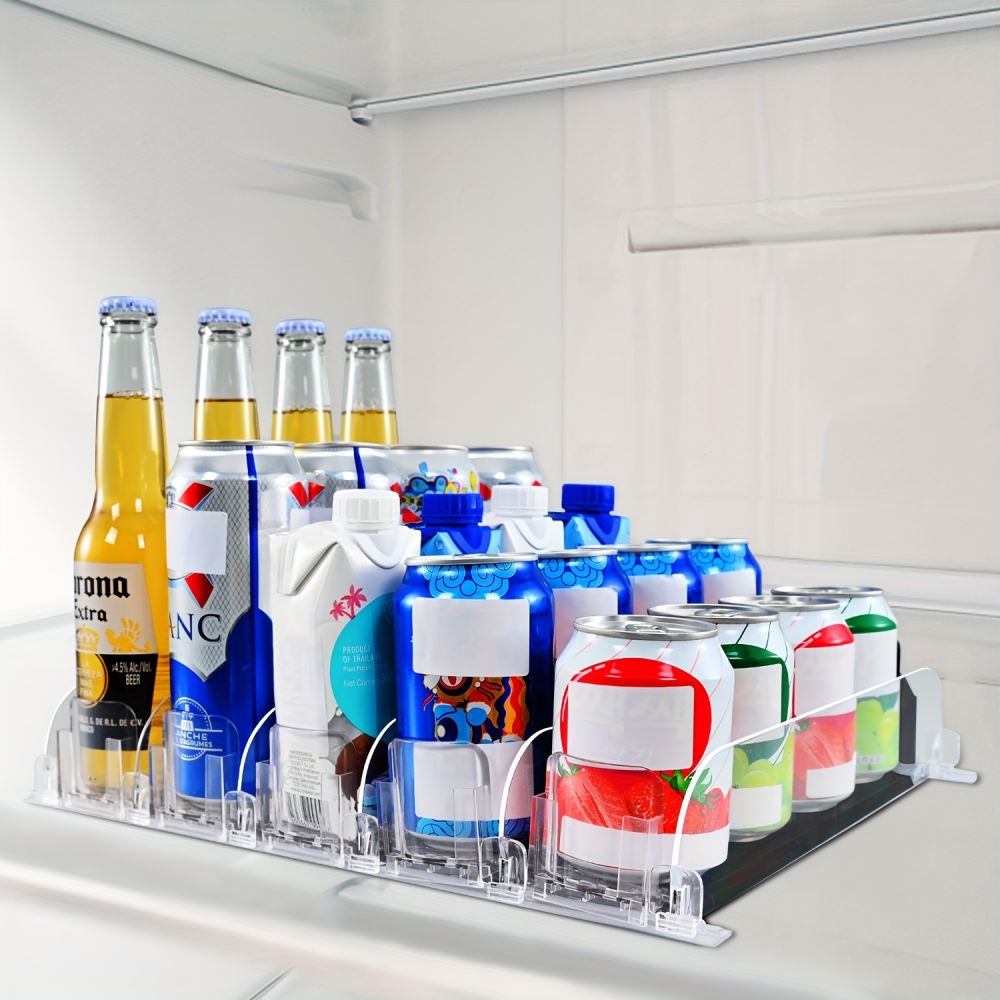 dropship 1 Set 3/4/5 Rows Soda Can Dispenser, Refrigerator Bottle Can Organizer, Self-Pushing Soda Can Dispenser Holds Up To 12 Cans, Beverage Storage For Pantry/Vending Machine