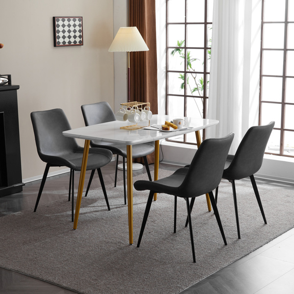 dropship 4pcs Disassembled PU Iron Pipe Curved Dining Chair Black