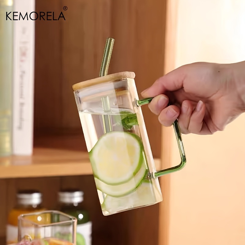 dropship 1pc, 13.5oz Adorable Glass Cups with Lids and Straws - Perfect for Back to School and On-the-Go Drinks