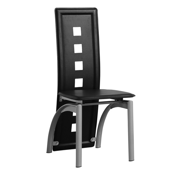 dropship 4pcs long backrest square hollow decoration PU leather dining chair round tube black cushion electroplating chair leg N201(Replace encoding13029118)