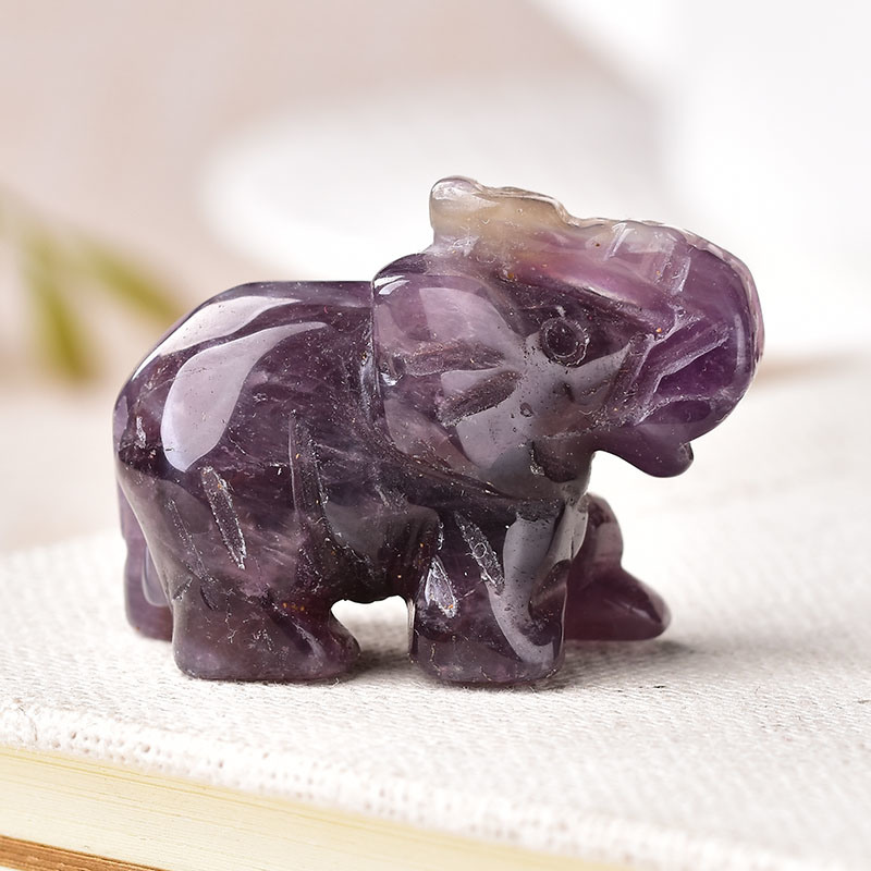 dropship 1PC Natural Crystal Amethyst Elephant Obsidian Animals Stone