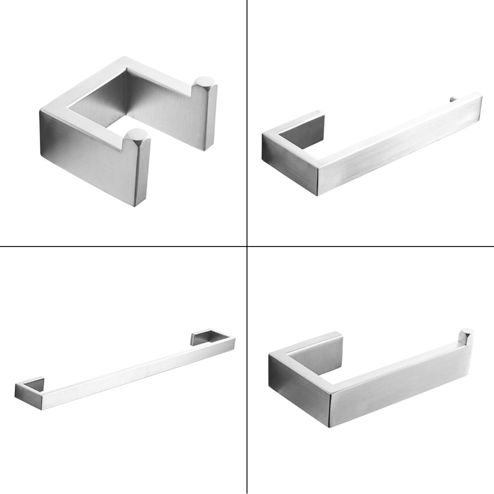 dropship Bathroom Hardware Set Brushed Nickel 4-Pieces Bathroom Towel Rack 24 Inches Adjustable Bathroom Accessories Set