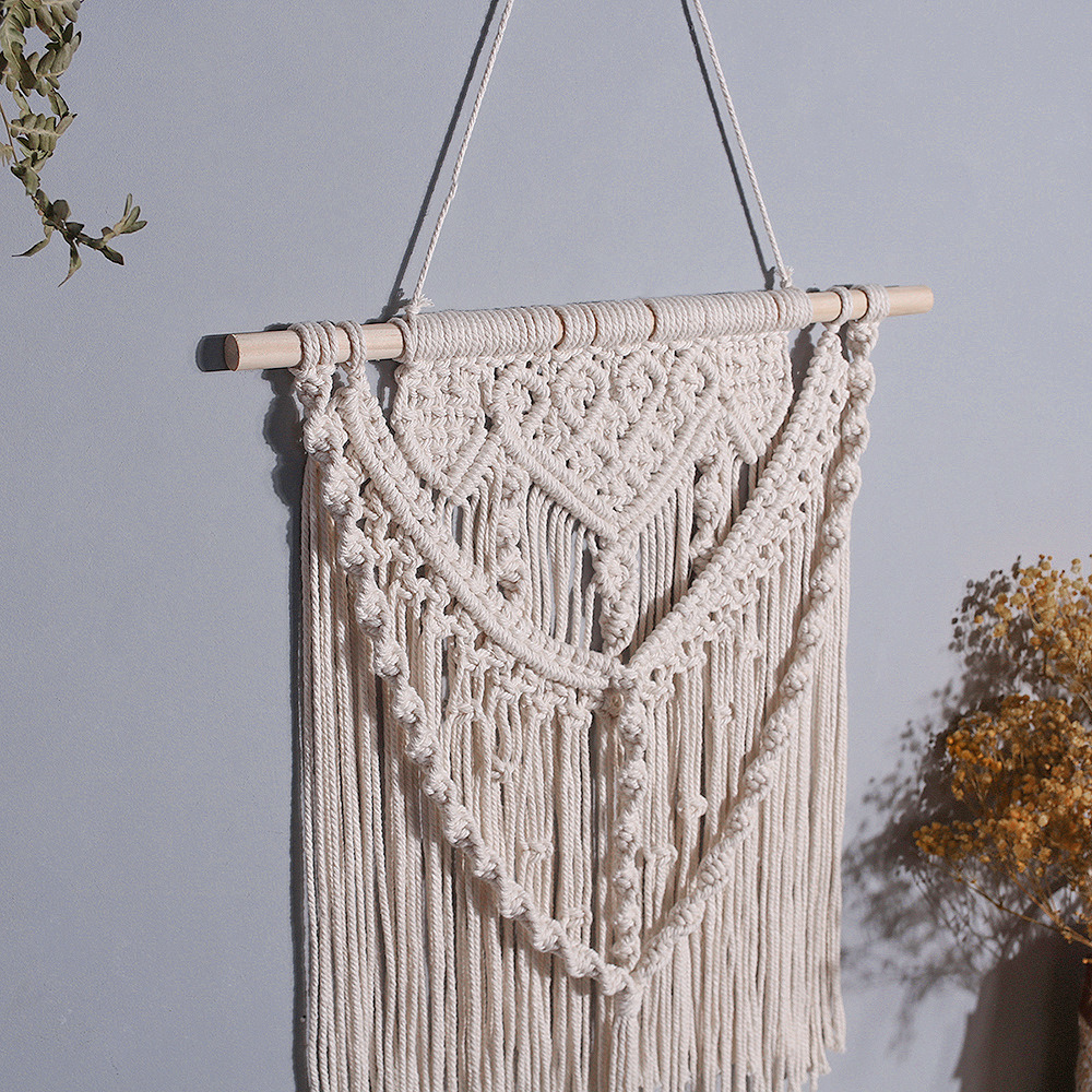 dropship 1pc Woven Wall Hanging Ornament, Bohemian Fabric Macrame Braided Tassel Wall Decoration, Boho Decoration For Living Room Bedroom Room Decor