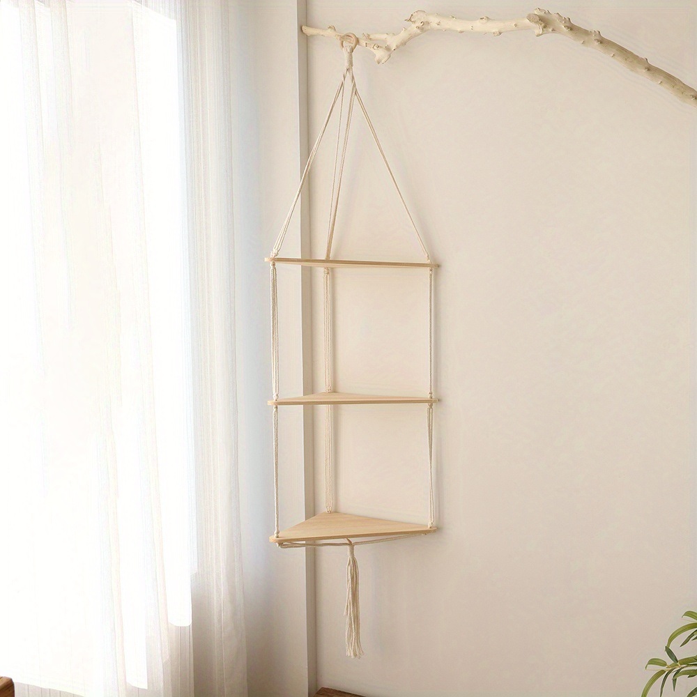 dropship 1pc,Boho Triangle Shelves Wall Decor - Plant Hanger, Candle Holder, and Home Decor for Living Room and Bedroom