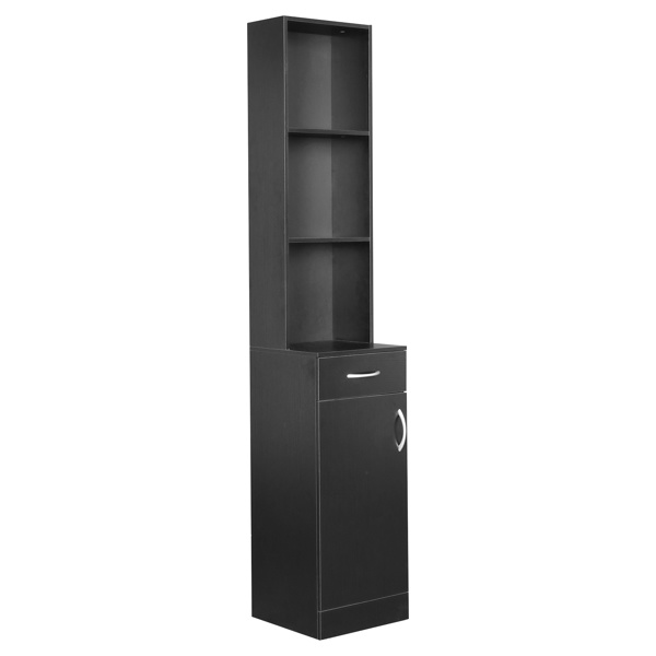 dropship FCH MDF With Triamine One Door One Drawer Three Compartments High Cabinet Bathroom Wall Cabinet Black