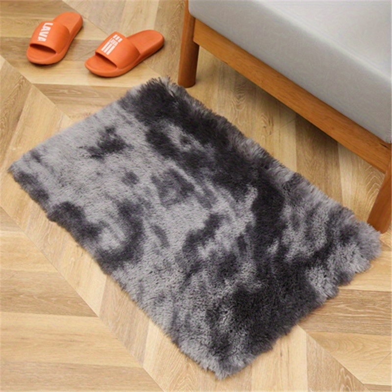 dropship 1pc, High Pile Tie-Dyed Shaggy Rug for Living Room and Bedroom - Fire Retardant, Machine Washable, Anti-Skid, Faux Fur, Plush Carpet - Perfect for Nursery Decor