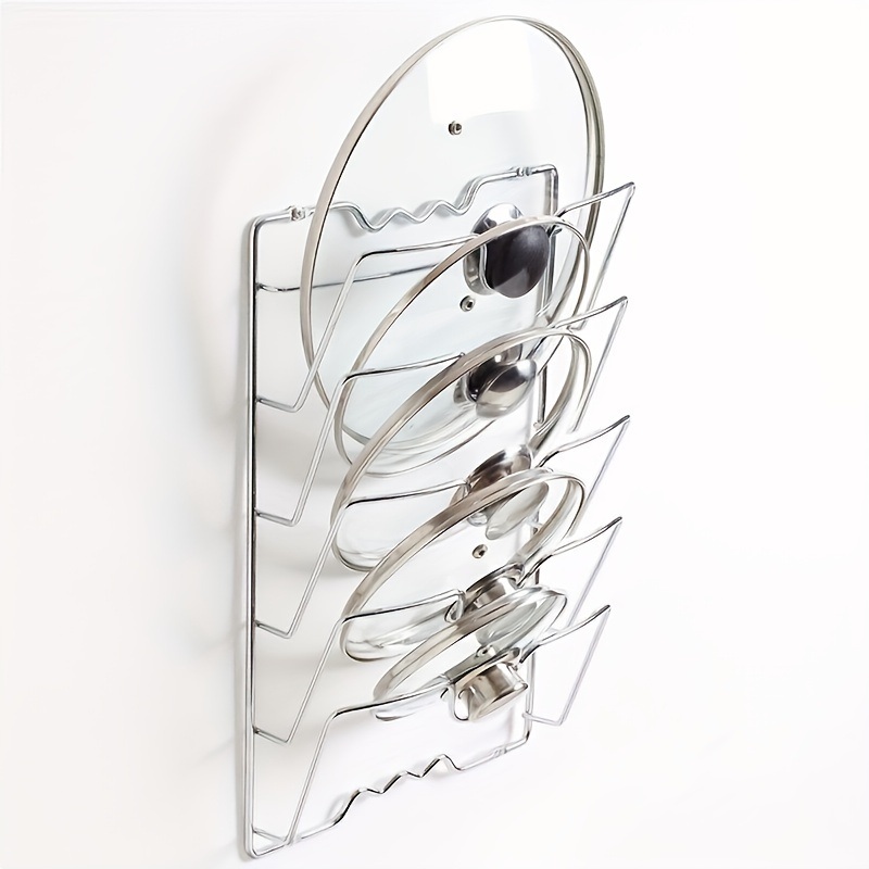 dropship 1pc Hanging Pot Lid Holders, Multifunctional Pot And Lid Rack Wall-mounted Storage Rack, Cutting Board Storage Rack, Kitchen Accessories
