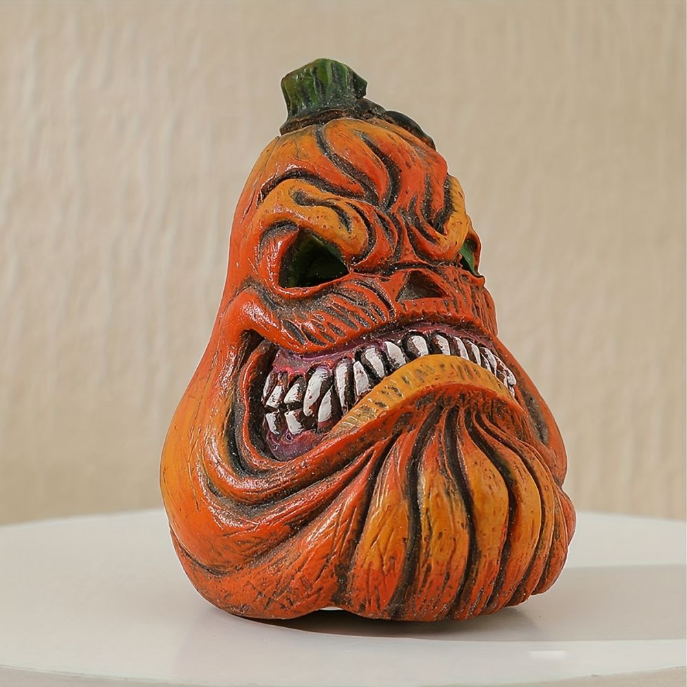 dropship 1pc Grinning Pumpkin Head Resin Statue - Perfect Halloween Decoration for Garden, Home, and Study