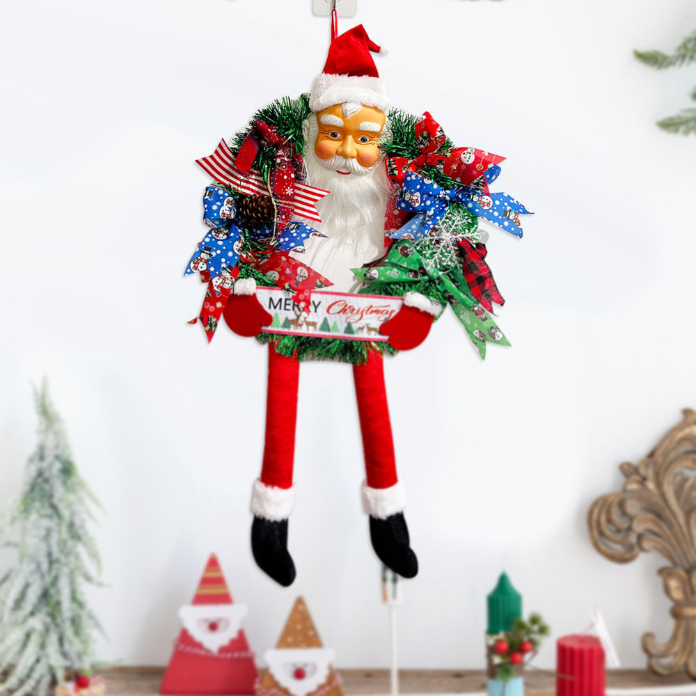 dropship 1pc Santa Claus Door Hanging Holiday Atmosphere Rendering Arrangement Props Christmas Decor 2023 Christmas Wreaths