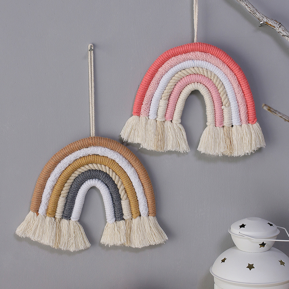 dropship 1pc Vibrant Rainbow Macrame Wall Hanging - Stunning Home Decor for Living Room, Bedroom, and More