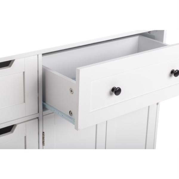 dropship [FCH] Storage Bathroom Cabinet, 2 Doors 5 Drawers Bathroom Cabinet, White