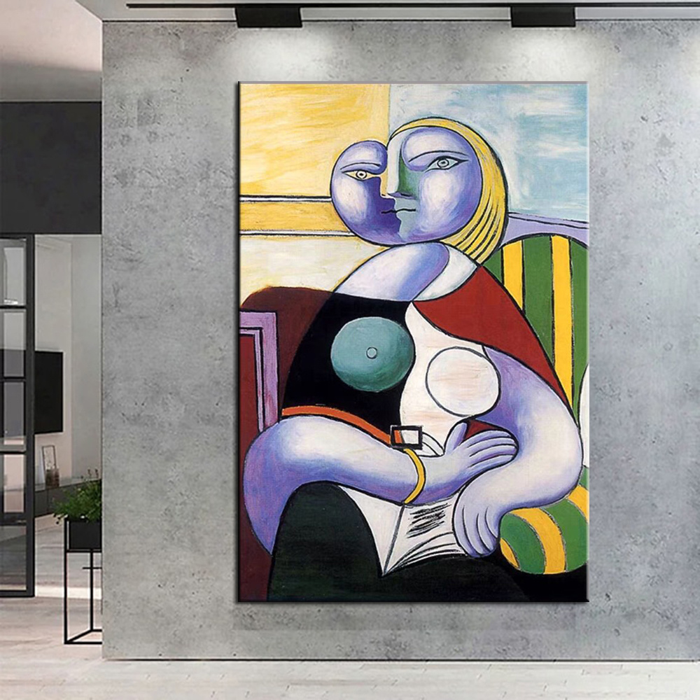 dropship Hand Painted Oil Painting Pablo Picasso the Original Painting A woman who reads Living Room Hallway Bedroom Luxurious Decorative Painting