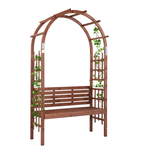 dropship 6.8FT Wooden Arch with Bench for 2 People, Garden Arbor Trellis for Climbing Plant, Outdoor Garden Lawn Backyard Patio Decor, Dark Brown