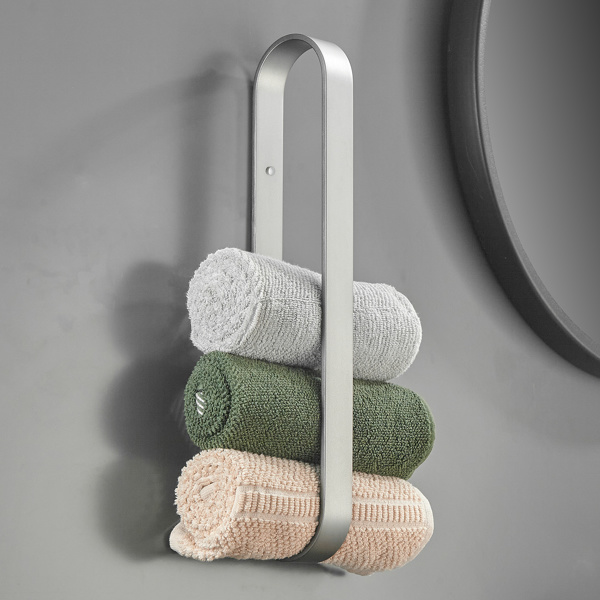 dropship Towel Ring Gun Grey, Bath Hand Towel Square Ring Thicken Space Aluminum Round Towel Holder for Bathroom