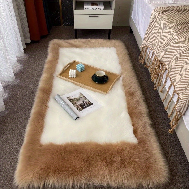 dropship 1pc, Soft and Fluffy Sheepskin Rug for Bedroom and Living Room - Non-Slip and Machine Washable Carpet for Dormitory and Room Decor