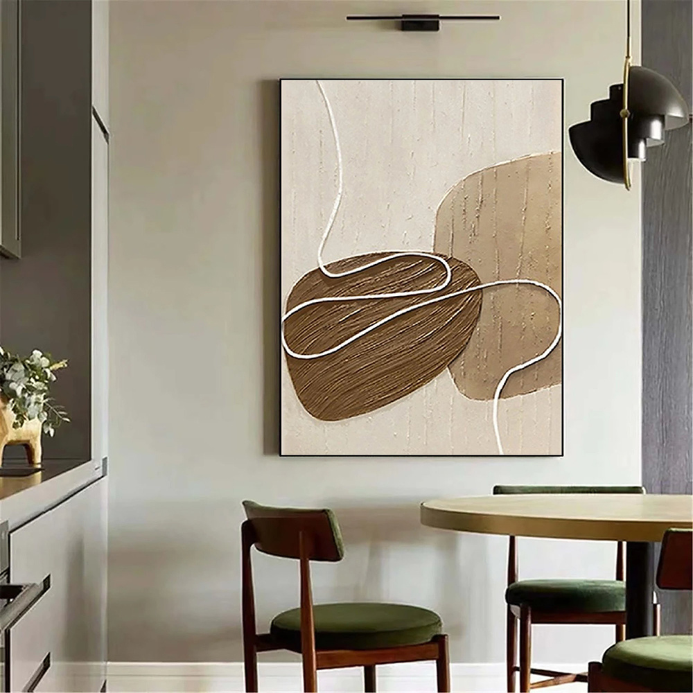 dropship Handmade Oil Painting White and Beige Minimalist Wall Art Oversize Minimalist Painting on Canvas Neutral Textured Painting Brown Wall Decorative Painting