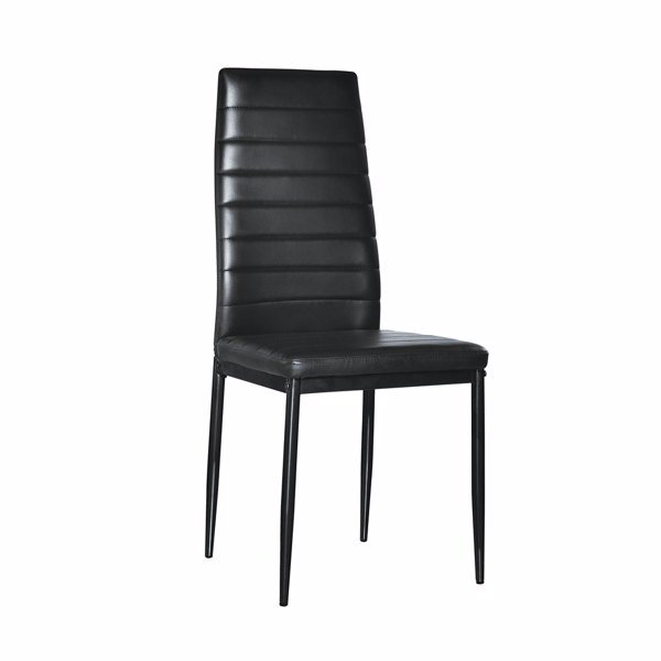 dropship 6pcs Elegant Assembled Stripping Texture High Backrest Dining Chairs Black