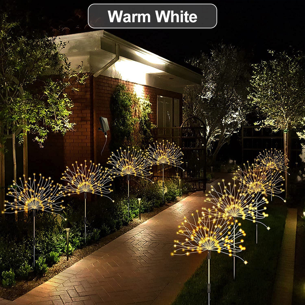 dropship 1 Pack Solar Firework Light Outdoor, IP65 Waterproof Solar Garden Flower Lights With 8 Lighting Modes, Decorative Fairy Lights With Stake, Halloween Decorations