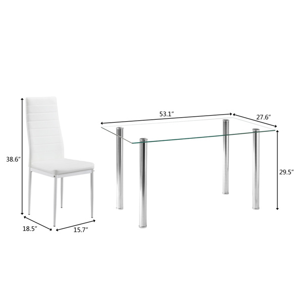dropship Simple Assembled Transparent Glass & Iron Dinner Table