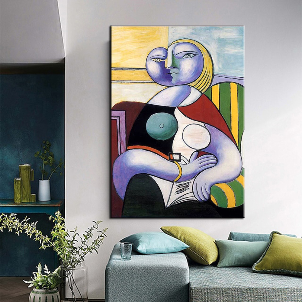 dropship Hand Painted Oil Painting Pablo Picasso the Original Painting A woman who reads Living Room Hallway Bedroom Luxurious Decorative Painting