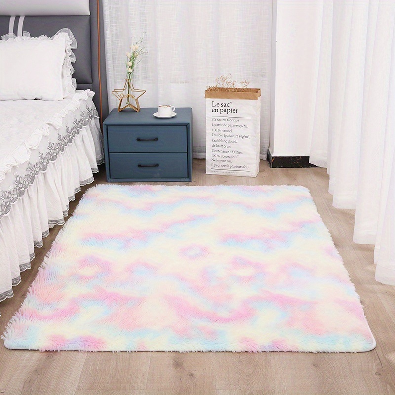 dropship 1pc, Tie-Dyed Plush Shag Furry Area Rug for Bedroom, Living Room, Nursery, and Kids Room - Ultra Soft and Fluffy, Washable, Non-Shedding, and Perfect for Home Decor and Room Decor