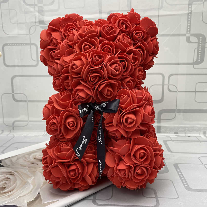 dropship Valentines Day Gift 25cm Red Rose Teddy Bear Flower Valentines Gift