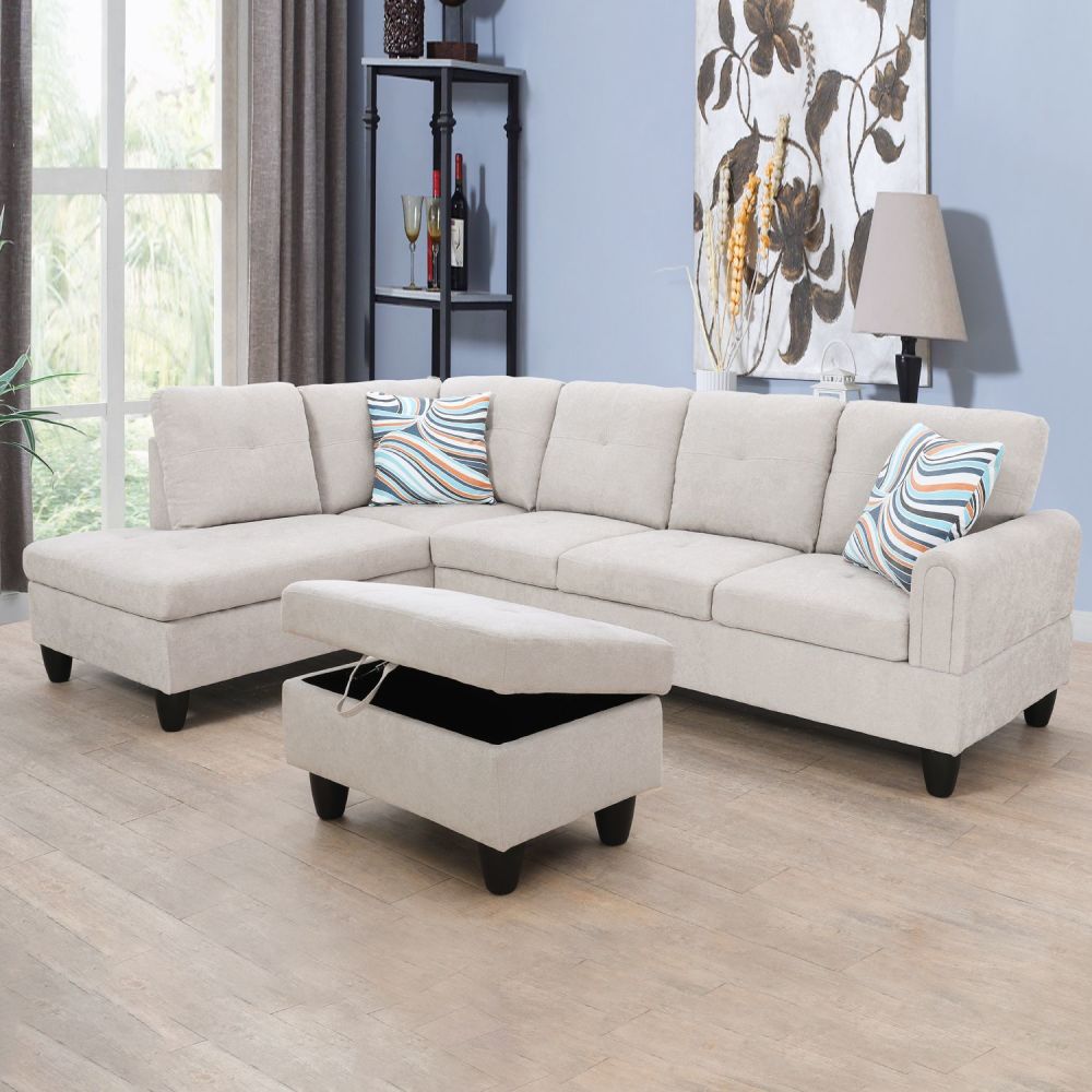 dropship Grey White Flannel Living Room Sofa