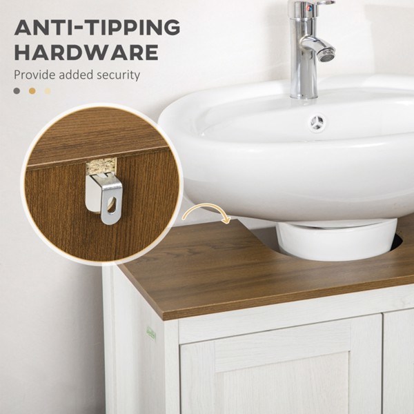 dropship Pedestal Sink Storage Cabinet, Under Sink Cabinet with Double Doors, Antique White, Walnut-AS