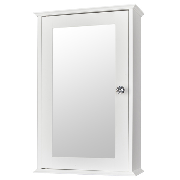 dropship Single Door Mirror Indoor Bathroom Wall Mounted Cabinet Shelf White