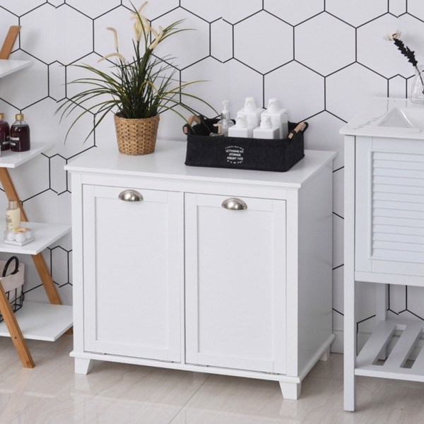 dropship Tilt-Out Laundry Sorter Cabinet, Bathroom Storage Organizer white-AS
