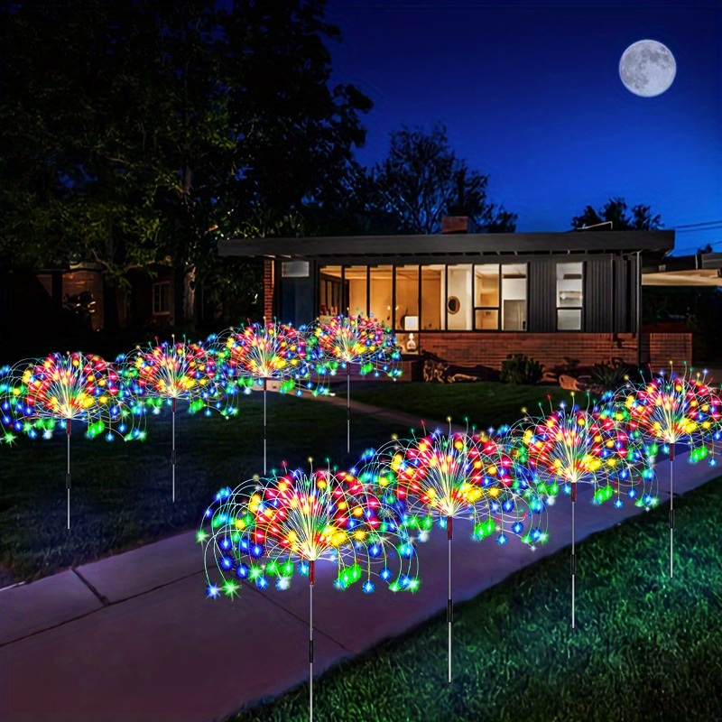 dropship 1 Pack Solar Firework Light Outdoor, IP65 Waterproof Solar Garden Flower Lights With 8 Lighting Modes, Decorative Fairy Lights With Stake, Halloween Decorations