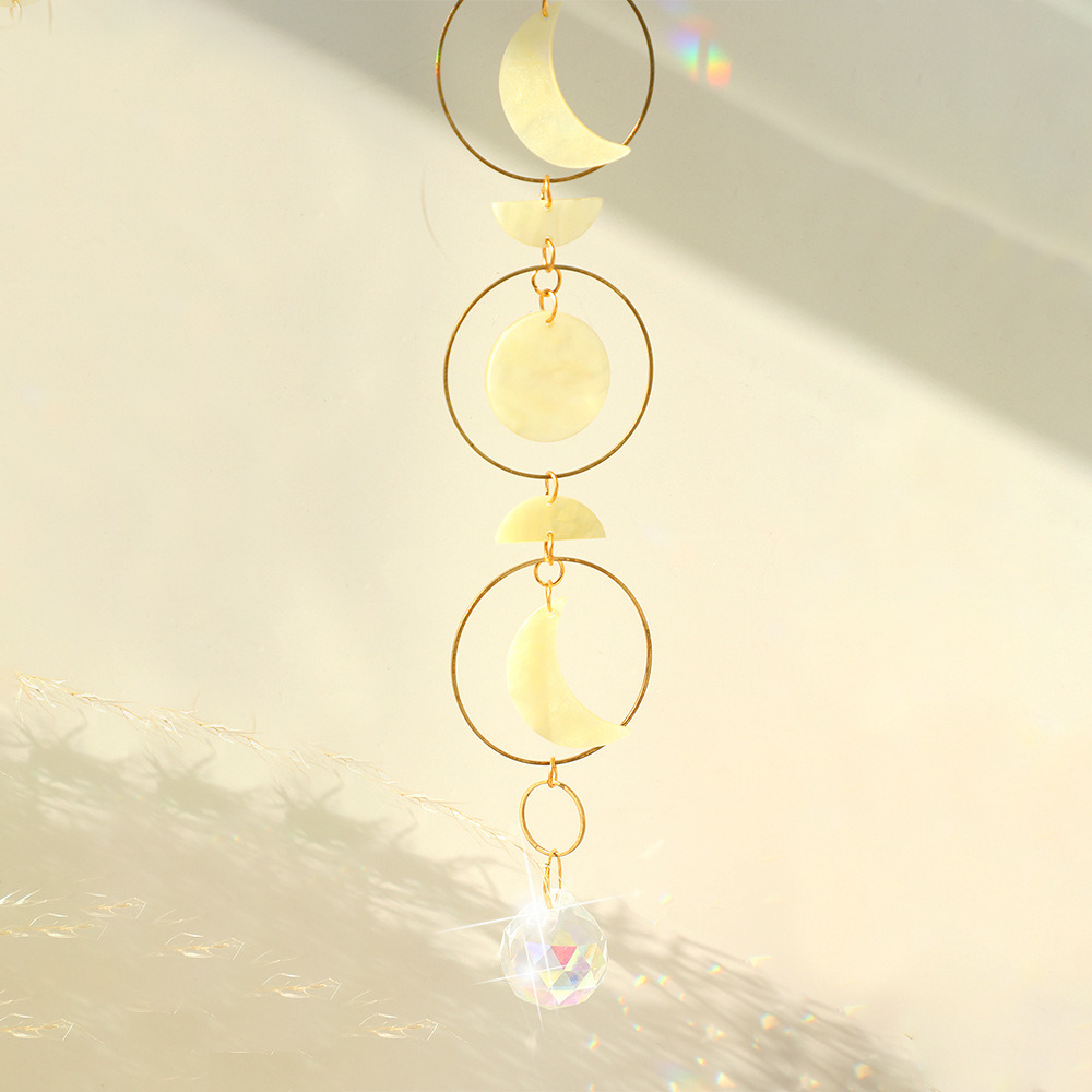 dropship 1pc Acrylic Sun-moon Metal Chain Home Living Room Decoration Car Hanging