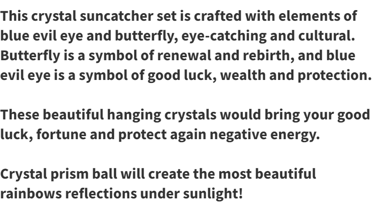 dropship 1pc Blue Butterfly Evil Eye Crystal Sun Catcher - Indoor Window Suncatcher with Prism Ball - Rainbow Maker for Good Luck and Hanging Ornament for Home, Garden, Office, Car - Wedding Pendant